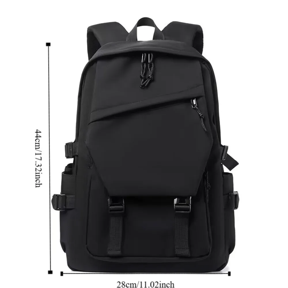 Unisex Design Waterproof Backpack Wear-resistant Multi Pocket School Bag Solid Color Adjustable Strap Business Backpack