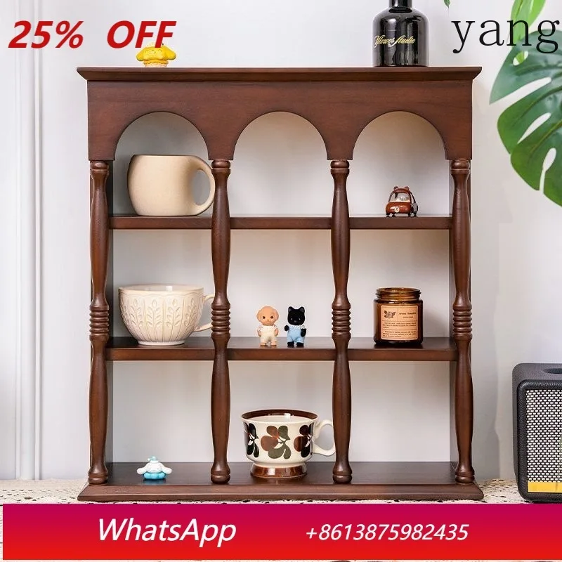 YJQ retro solid wood cup holder medieval French coffee storage rack wall hanging figure display