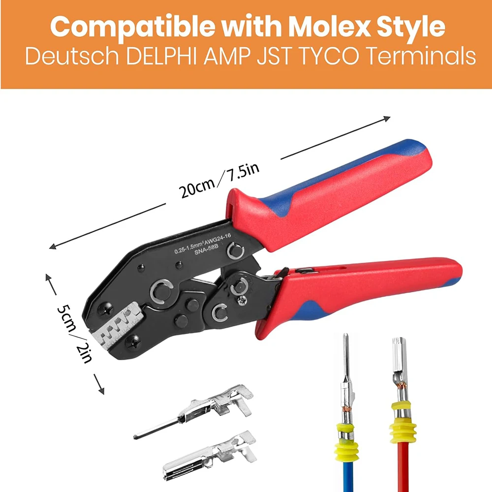 24-teiliges Steckverbinder-Pin-Set mit Crimpzange für 1/1,5/1,8/2,2/2,3/2,8/3,5 mm Stecker-Busbar-Pins, nicht isolierte Kabelanschluss-Pin-Sets. – Detail 9
