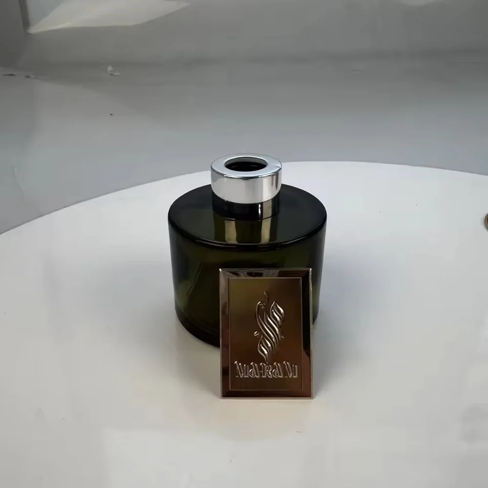 Custom Metal Logo Plate Sticker | Embossed Perfume Bottle Label | Luxury Brand Name Tag Design