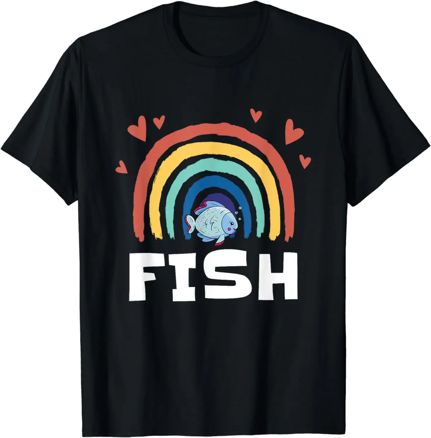 Go Fishing  Graphic T Shirts  Men Clothing Tops  Streetwear  Camisas Fish Rainbow Boys and Girls T-Shirt  graphic t shirts