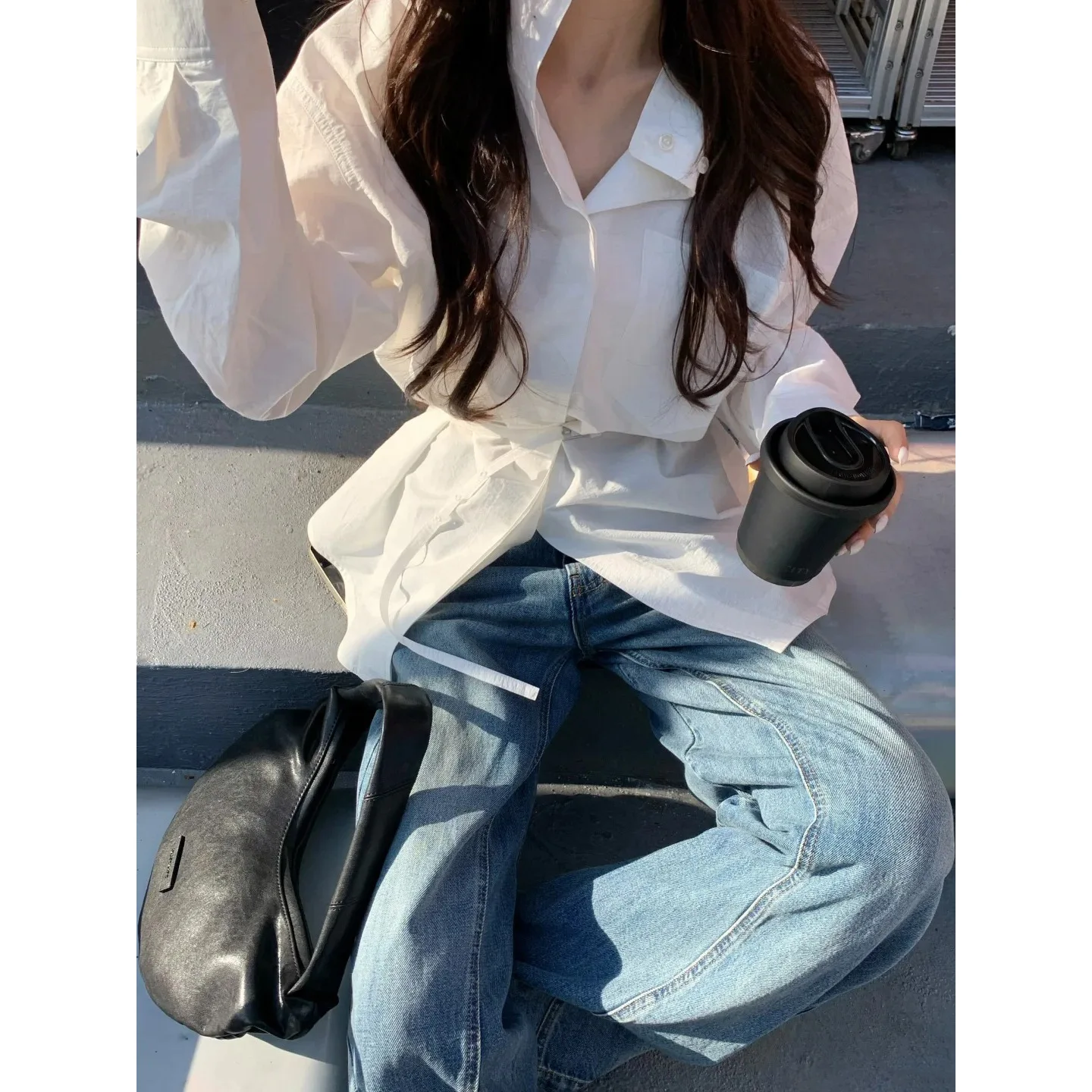 

Retro Waed Frayed Hem Denim Jeans Floor-Length l Waist Cotton Autumn 2025 Women's Faion Vintage Sle Jeans