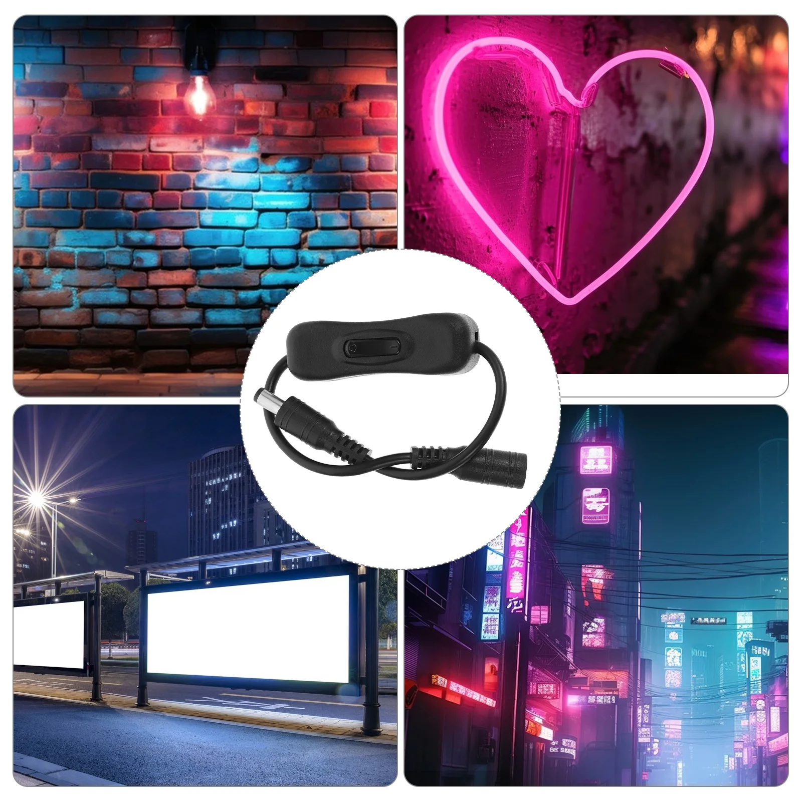 4 قطعة تيار مستمر مفتاح الحبل المضمن شريط LED صغير التحكم في الضوء استبدال جزء سلك نحاسي سميك سهل التركيب مفتاح سلك مضمن