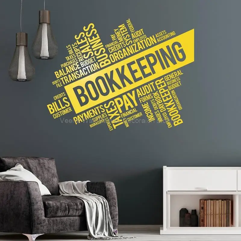 Bookkeeping Word Wall Sticker Text Typesetting Accounting Financial Services Office Window Door Decoration Vinyl Decal