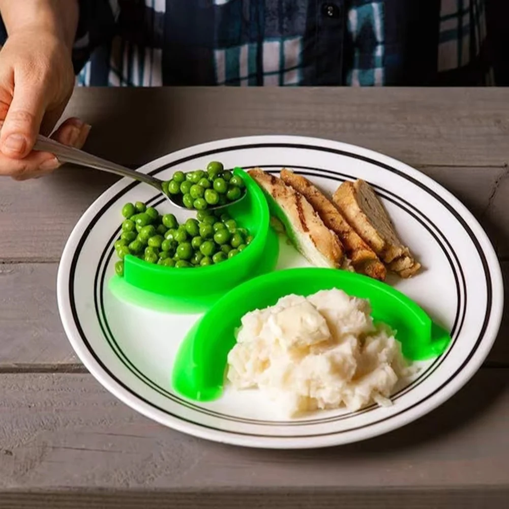 [N84R] 6pcs Plate Dividers Food Separator Strip Silicone Food Dividers Knife, Fork and Spoon Holder to Control Serving Size