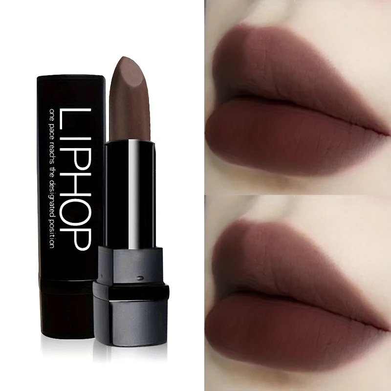 أحمر شفاه بني عميق غير لامع، لون الشوكولاتة للهالوين والحفلات التنكرية، يدوم طويلاً، مناسب لجميع أنواع البشرة، لون داكن #1