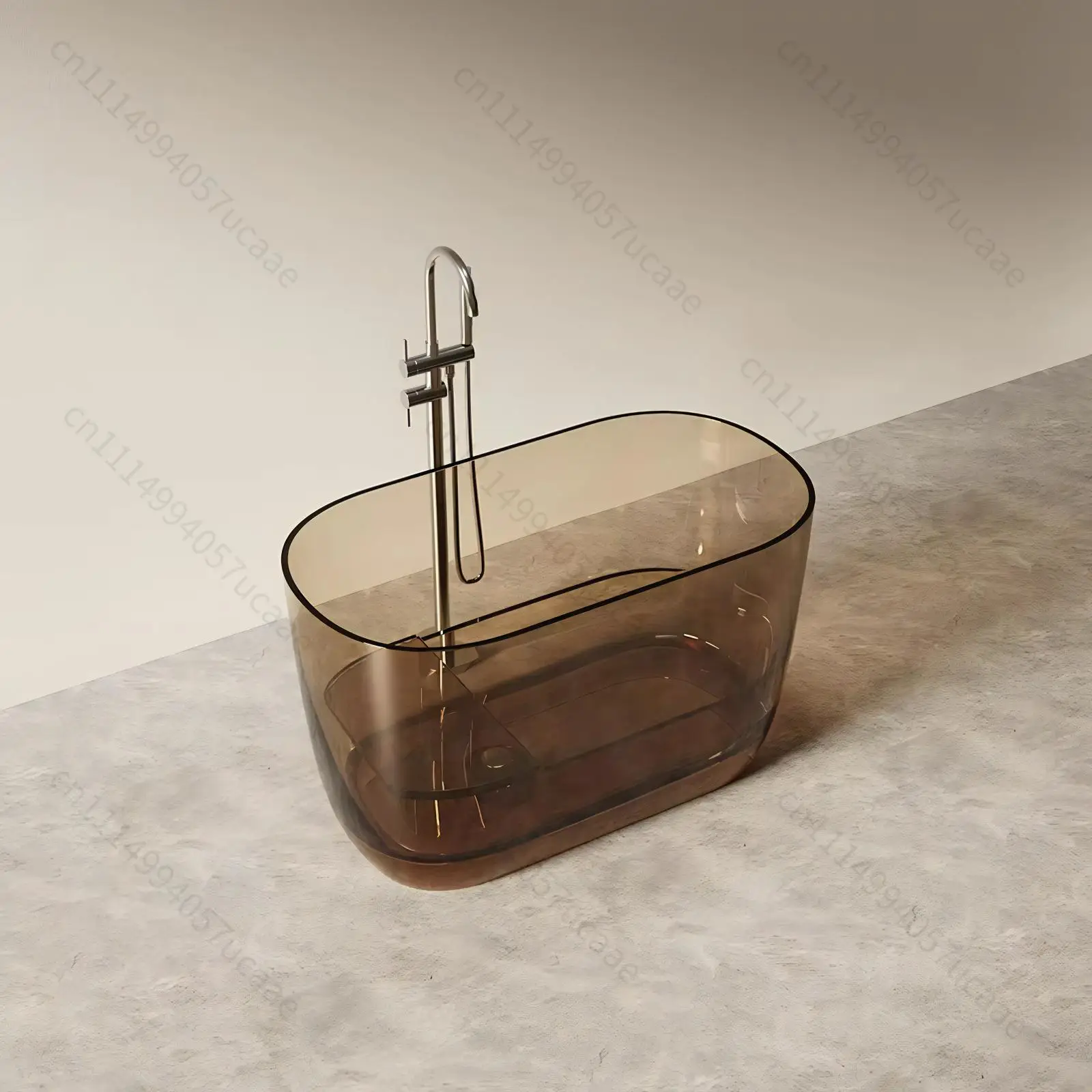Modern Mini Size Freestanding Transparent Resin Bathtub with Deep Soaking Function for Small Spaces Indoor Bathroom Eco-Friendly
