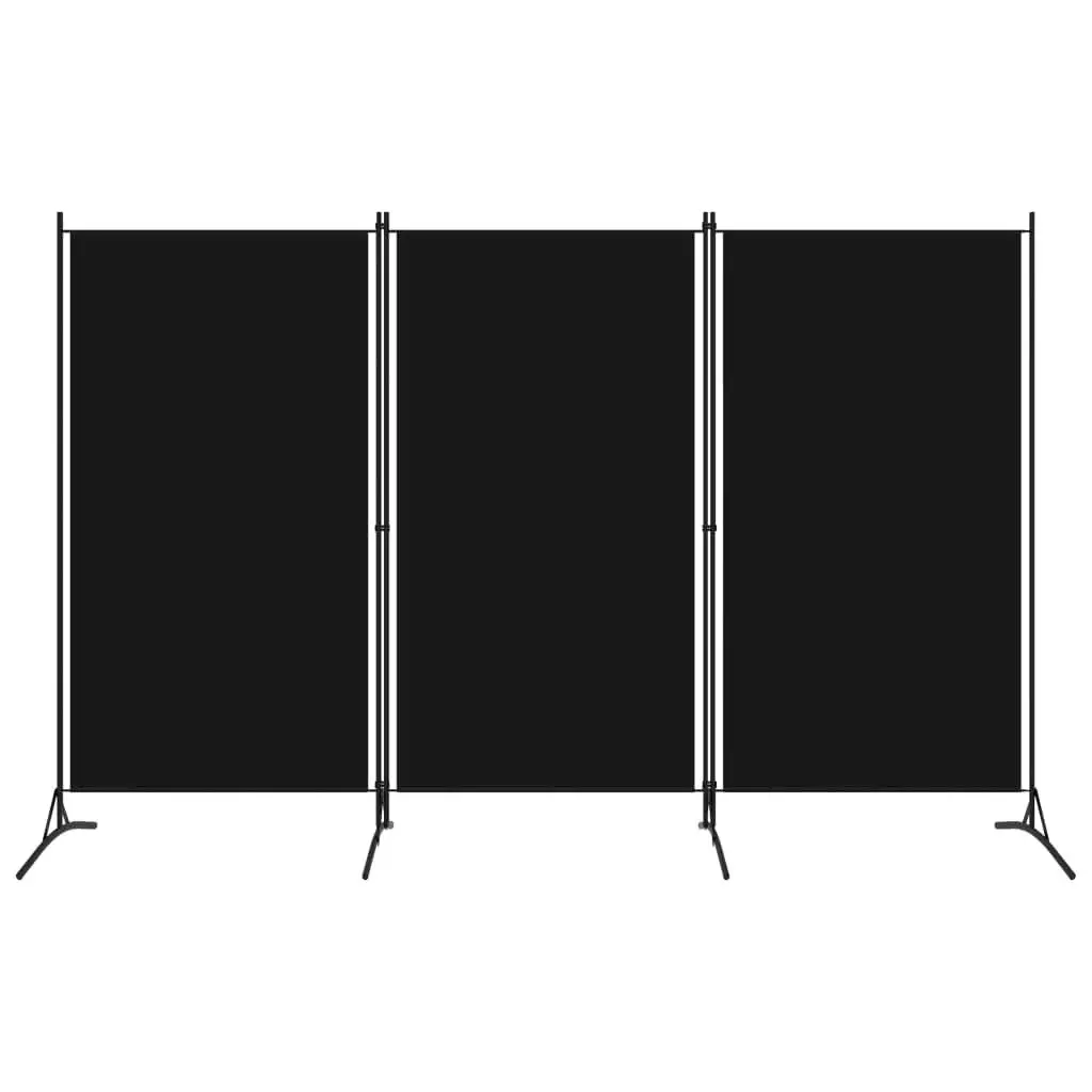 Stylish 3-Panel Black Room Divider - 260x180 cm Partition for Home Decor