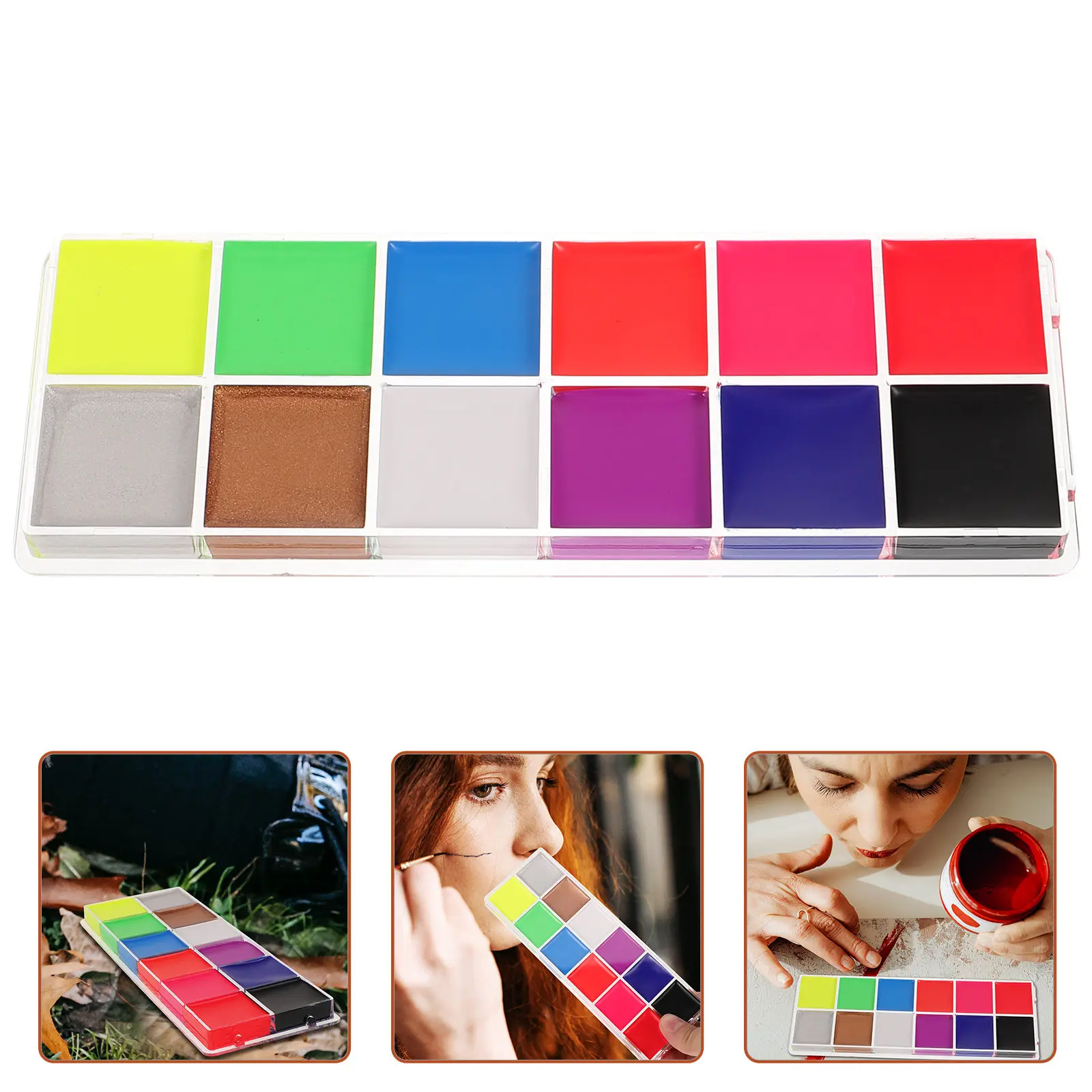 Box of Fluorescent Oil- Paint Halloween Cosplay Makeup Pigment Long-Lasting Body Painting Kit Party Festival Supplies