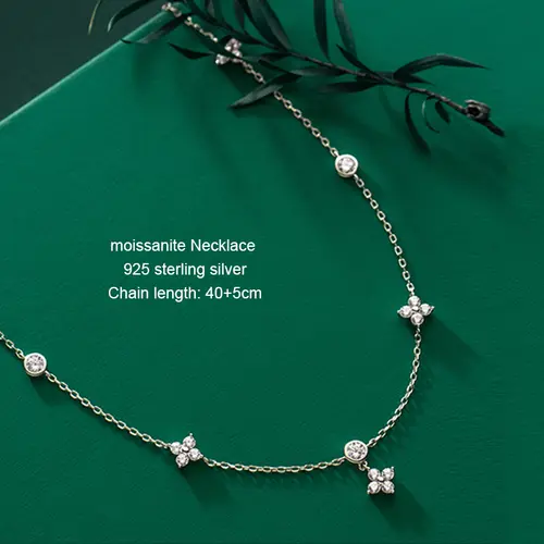OXTAO Certified Moissanite Lucky Four-leaf Necklaces Earrings Bracelet for Women 100% S925 Silver Jewelry Accessory Sets - Image 23