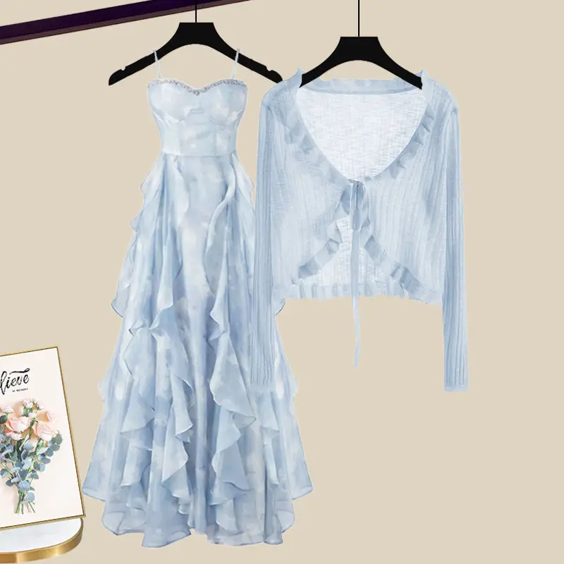 

Ретро-платье с бретельками для женщин, весна 2026, новинка, пляжное, длинное, с дизайнерским акцентом, топ-миди без рукавов