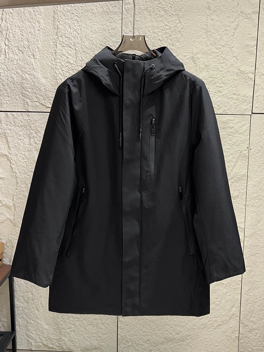 

High-End Series 90 down Technology Three-Proof Men's Casual Hooded Mid-Length down Jacket Outerwear for Winter Business