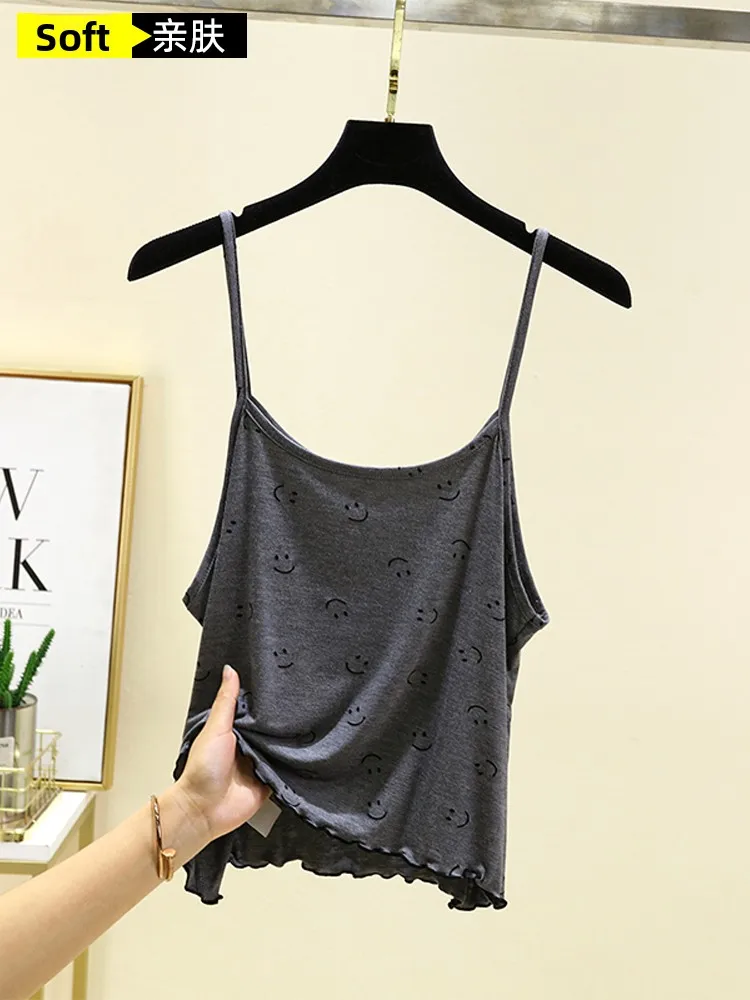 مشروط المنزل عارضة تانك الأعلى المرأة الصيف بارد رقيقة ابتسامة Spwear فضفاضة تناسب مريحة قاعدة irt زائد حجم العادية طول #2