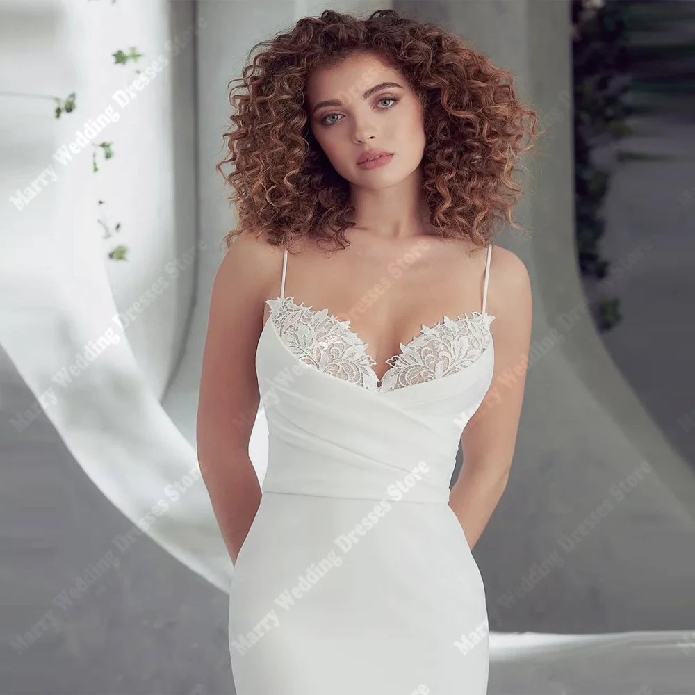 

Charming Women Wedding Dresses Elegant Lace Appliques Mermaid Bridal Gowns Mopping Length Party Vestidos Novias Boda Customized