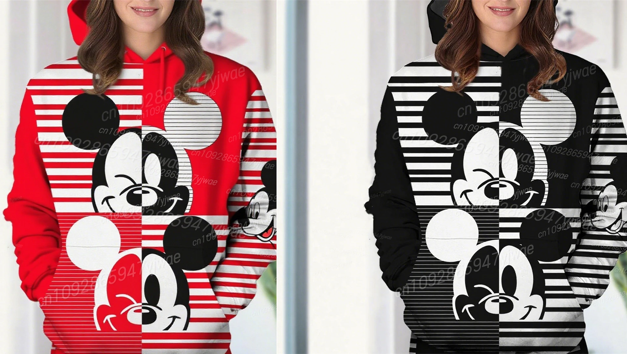 

Kid'S Mickey Cartoon Graphic Hooded Sweatshirt Loose And Comfortable Kangaroo Pocket Sweatshirt Adult Casual Parent-Child Outfit