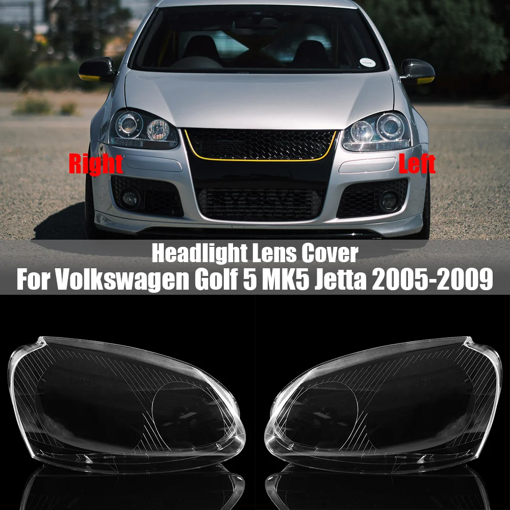 For Volkswagen VW Golf 5 MK5 Jetta Rabbit 2005-2009 Front Headlamp Transparent Lampshade Lamp Shell Headlight Cover Plexiglass