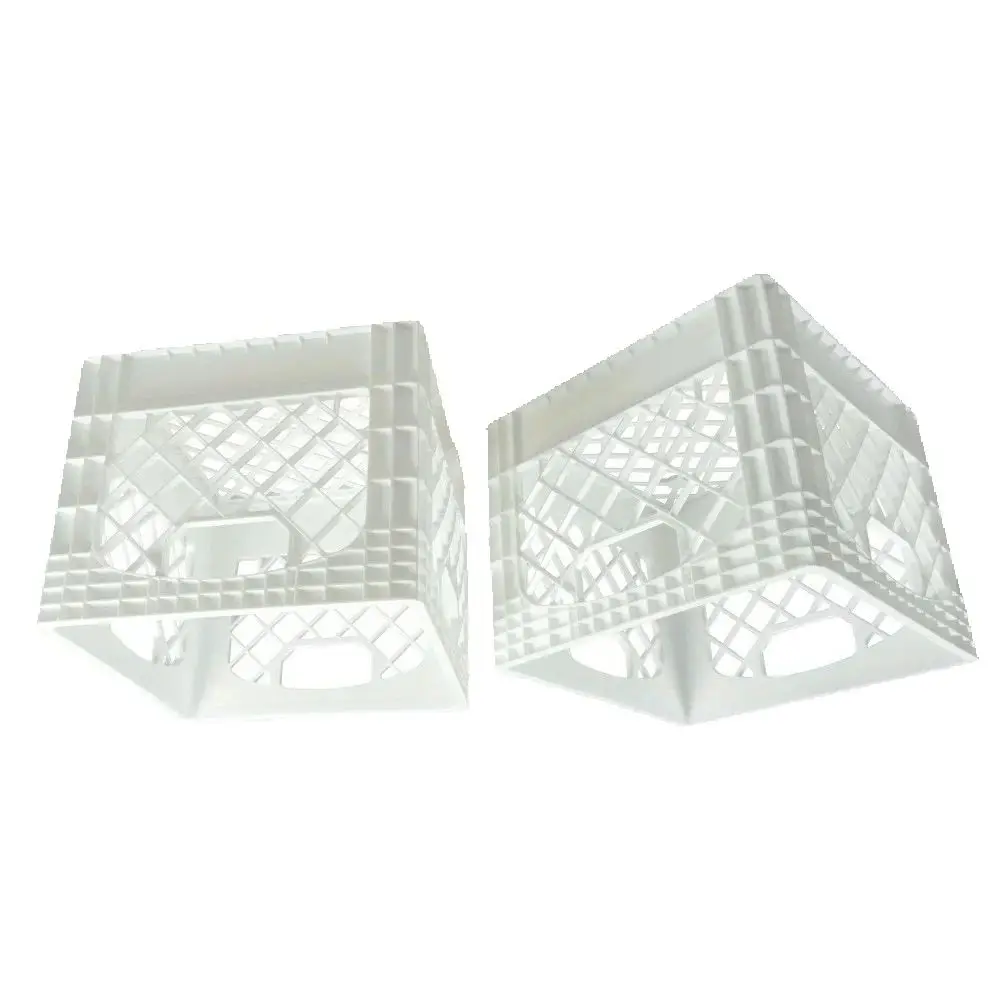 صندوق تخزين حليب مربع بلاستيكي عالي التحمل باللون الأبيض (عبوة من قطعتين)