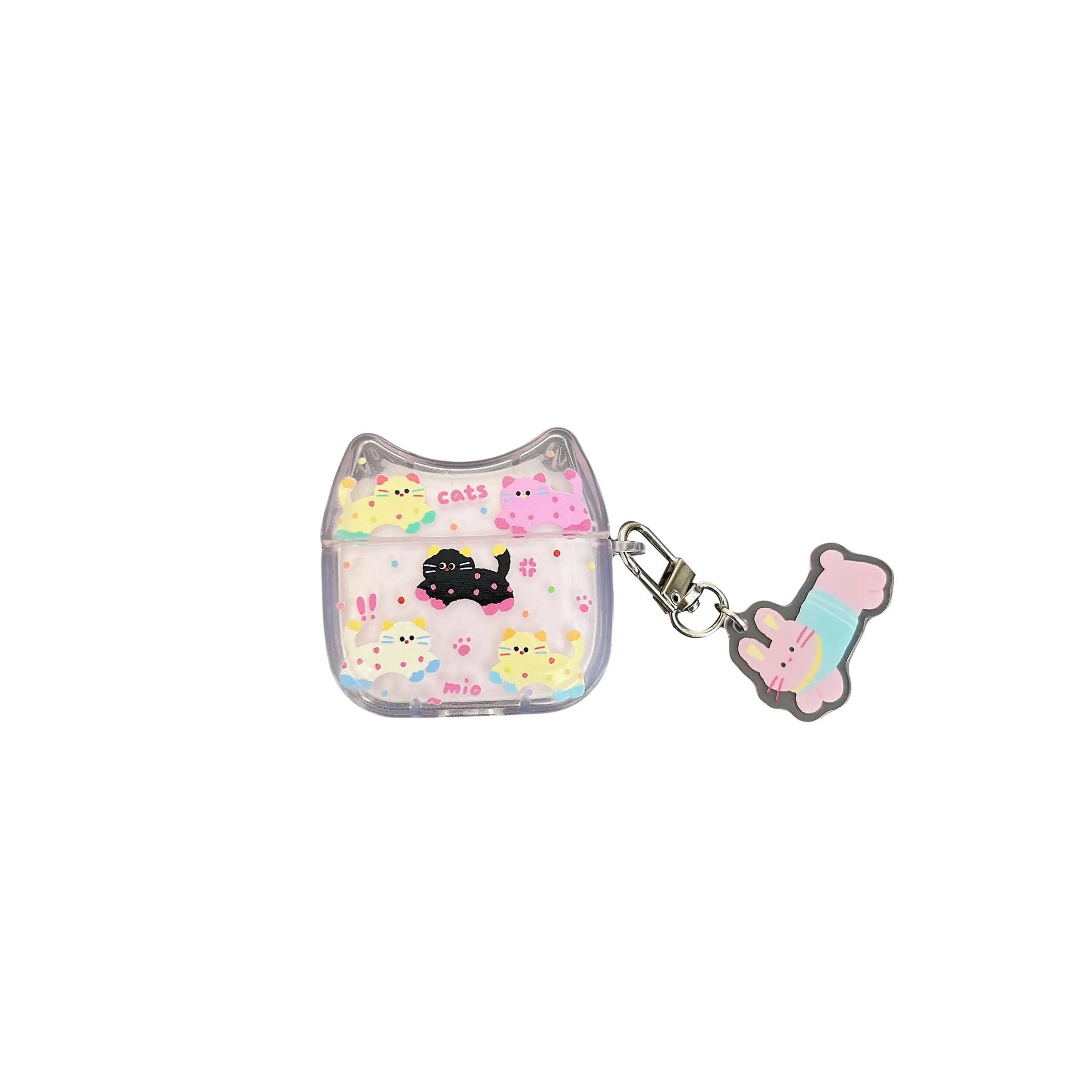 Colorful wave point cute cat earphone case for apple airpods 3 pro 2nd 2 1 wireless bluetooth charging box headset cover