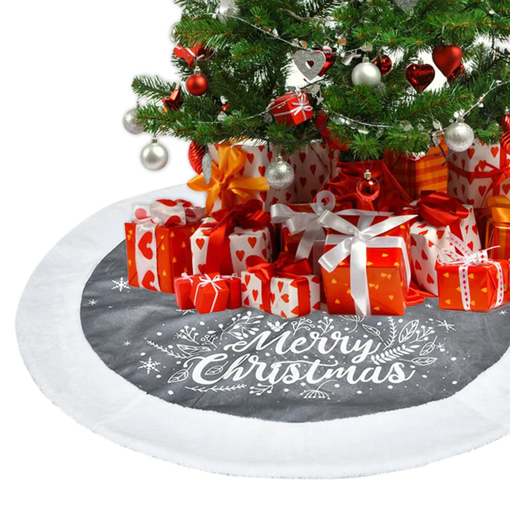 

Christmas Tree Skirt Grey And White Letter Carpet 100cm Christmas Decoration Supplies Christmas Tree Bottom Decor