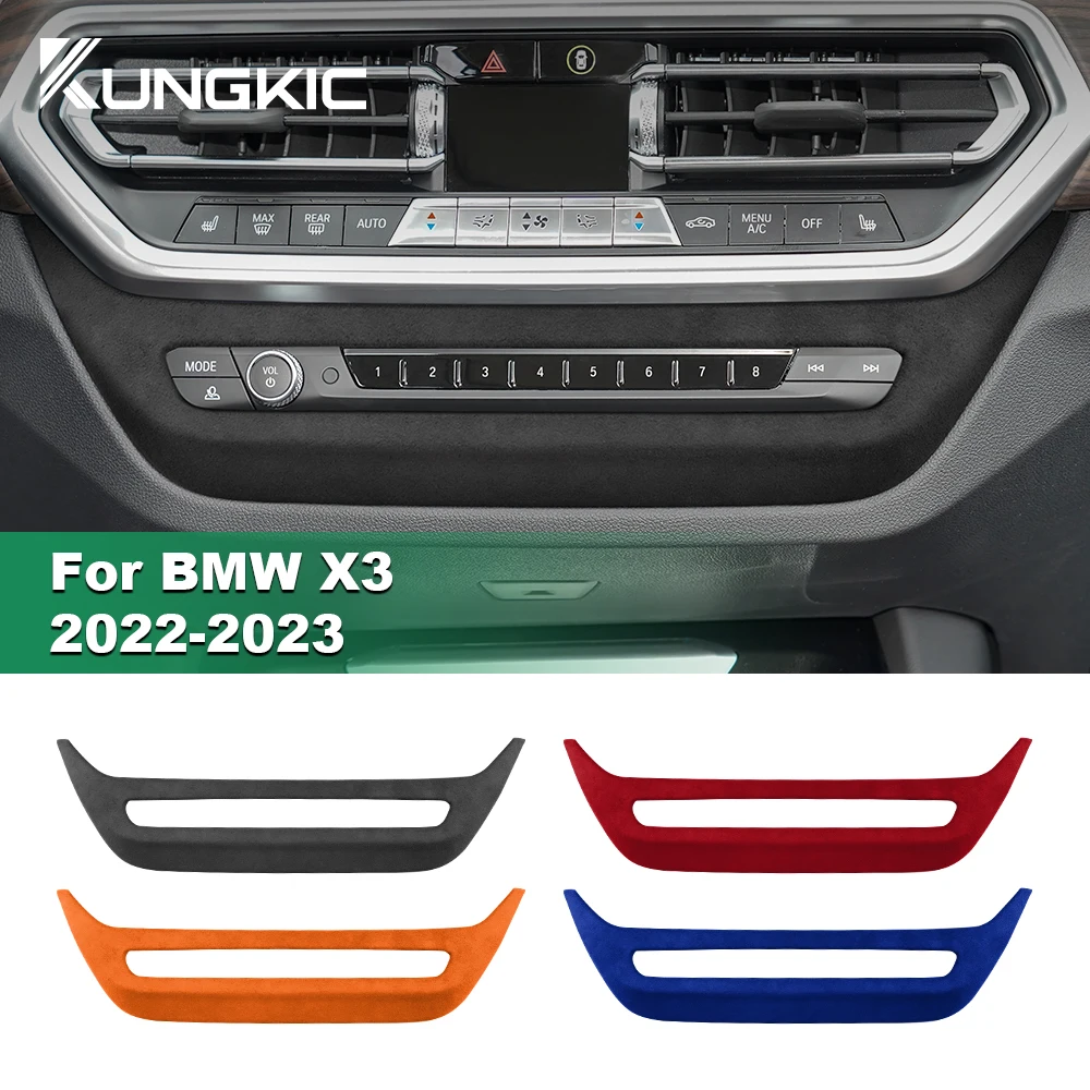 

For BMW X3 X4 IX3 G01 G02 G08i 2022 2023 Italy Super Suede Car Center Control AC CD Panel Frame Cover Trim Sticker Accessories