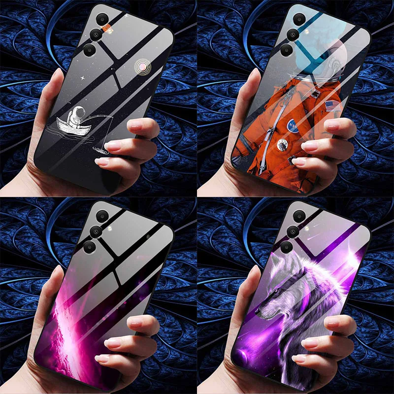 Glass CaseFor Samsung Galaxy A17 A16 A15 A14  A55 A15 A25 A35 A24 A14 A54 Hard Tempered Back Cover F17 A05As Bumper Luxury Shell