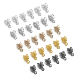 100pcs/lot Iron Crimp beads cove clasps Cord End Caps String Ribbon leather Clip Foldover For DIY Jewelry Making Connectors