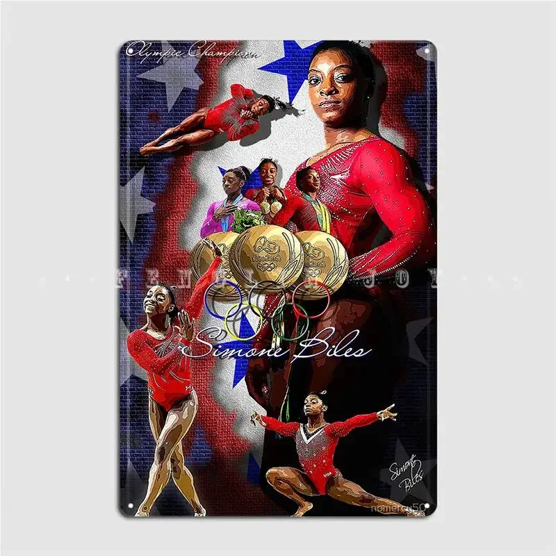 Simone Biles Championship D-1 Metal Sign Cinema Living Room Club Bar Vintage Wall Decor Tin Sign Posters