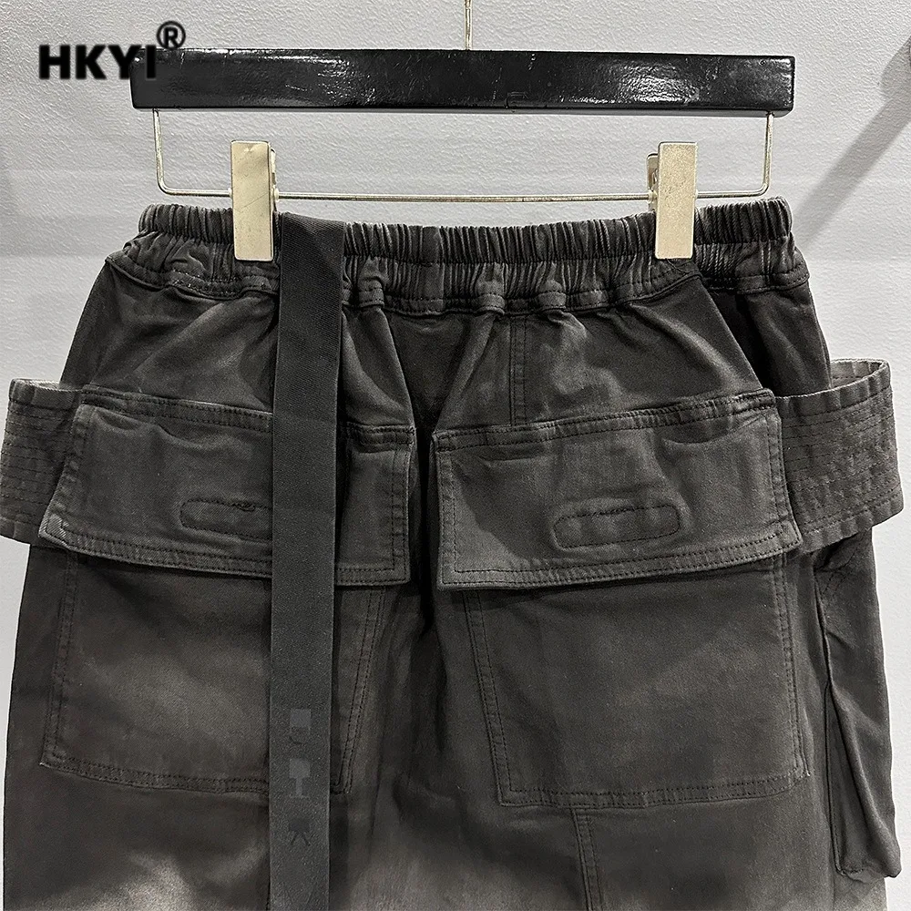 HKYI men's workwear double ring wash water gradient drop off stall Haren five point shorts