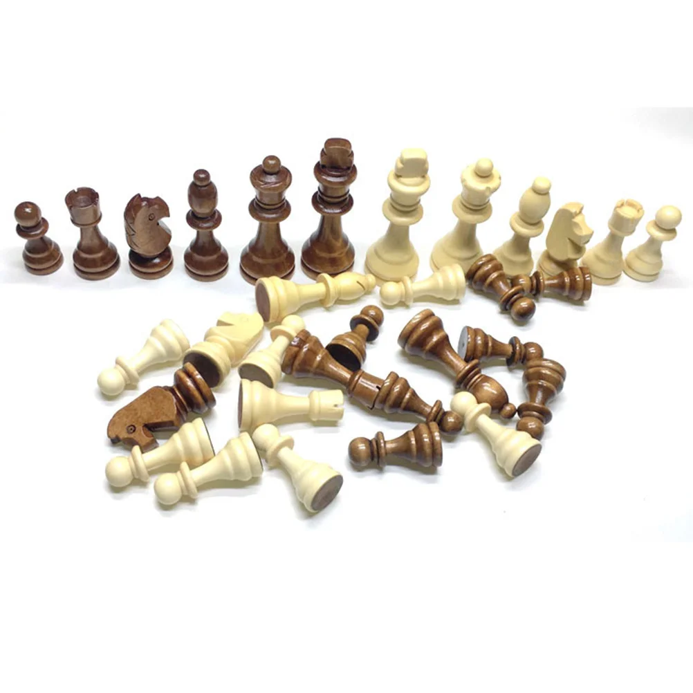 

32pcs Wooden 2.5 Inches Replacement Chic Piece Set For Kids Learning Chess Educational Classical Wood Chess Piece