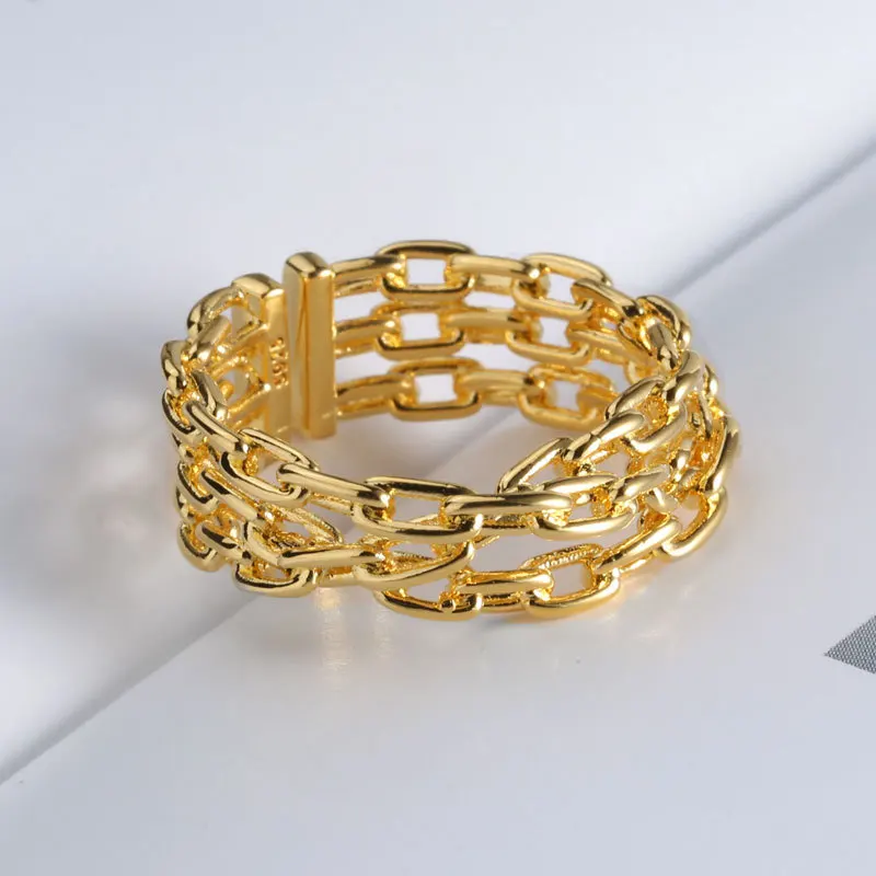 جديد خمر الشرير الفضة اللون خواتم الاصبع للنساء INS الموضة الإبداعية سلسلة النسيج هندسية اليدوية هدايا مجوهرات الحفلات