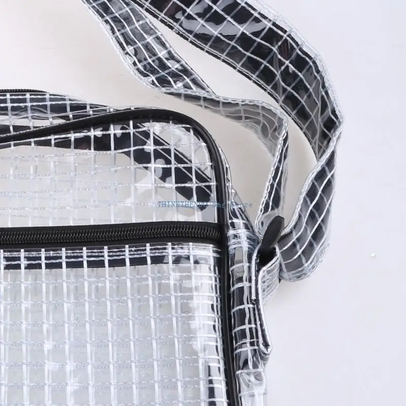 

340D Clear PVC Bag Large Capacity Shoulder Bags Casual Crossbody Purse with Adjustable Strap Zippers Engineer Tool Bag