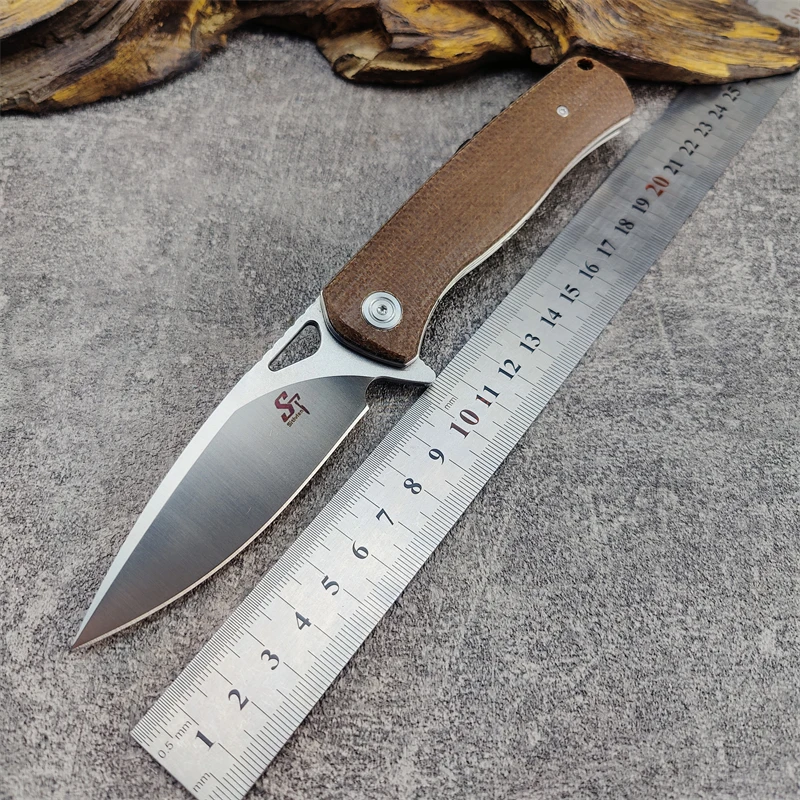 

Eafengrow Sitivien New ST149 Folding Real 14c28n Blade Micarta Pocket Utility Hunting Tactical Outdoor Camping Kitchen EDC Knife