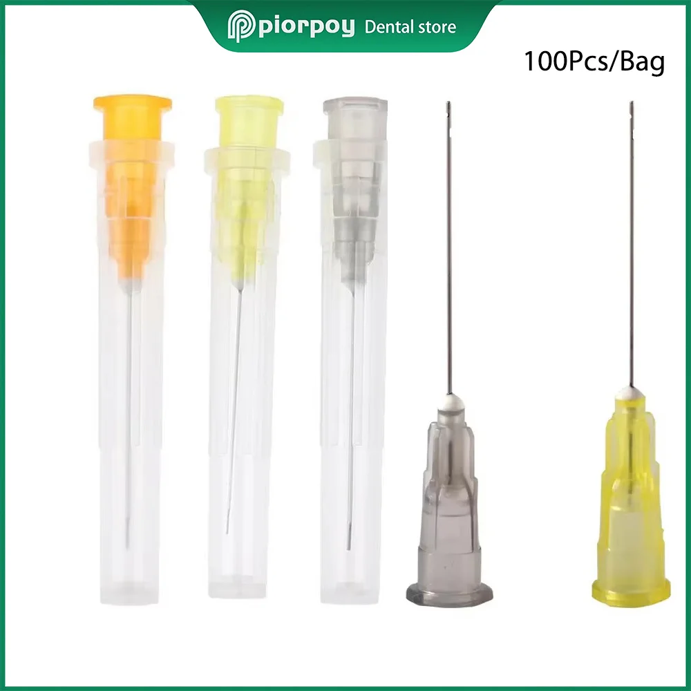 

PIORPOY 100Pcs Dental Endo Irrigation Needle Double Side Vent Disposable Syringe Tips 25/27/30GA Dentistry Teeth Cleaning Tools