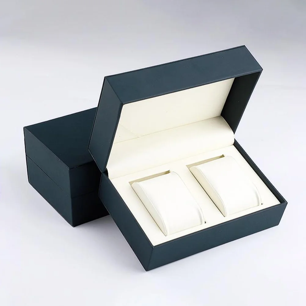 

Fashion PU Couple Watch Display Box Jewelry Storage Case Protective Dual Slots Bracelet Packing Container Watch Storage