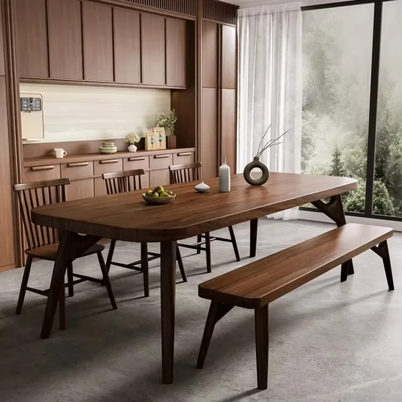 Modern minimalist design Nordic gray pine dining table, solid wood rectangular dining table