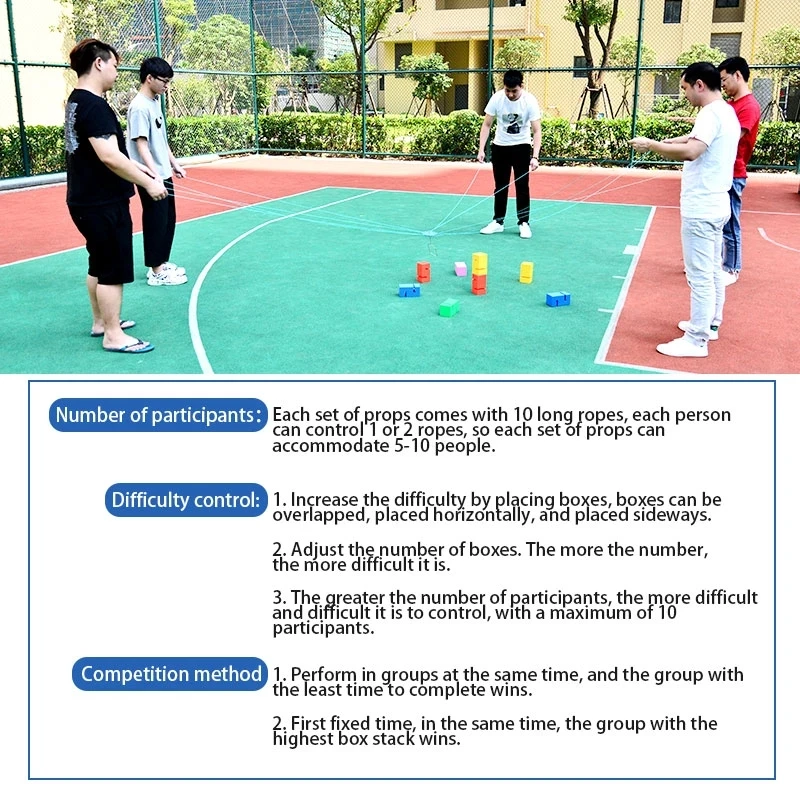 เด็กกลางแจ้งทีมเกม Props ของเล่นเด็ก Collaborate To Build Towers โรงเรียนอนุบาล Sensory อุปกรณ์การสร้างทีมกีฬา