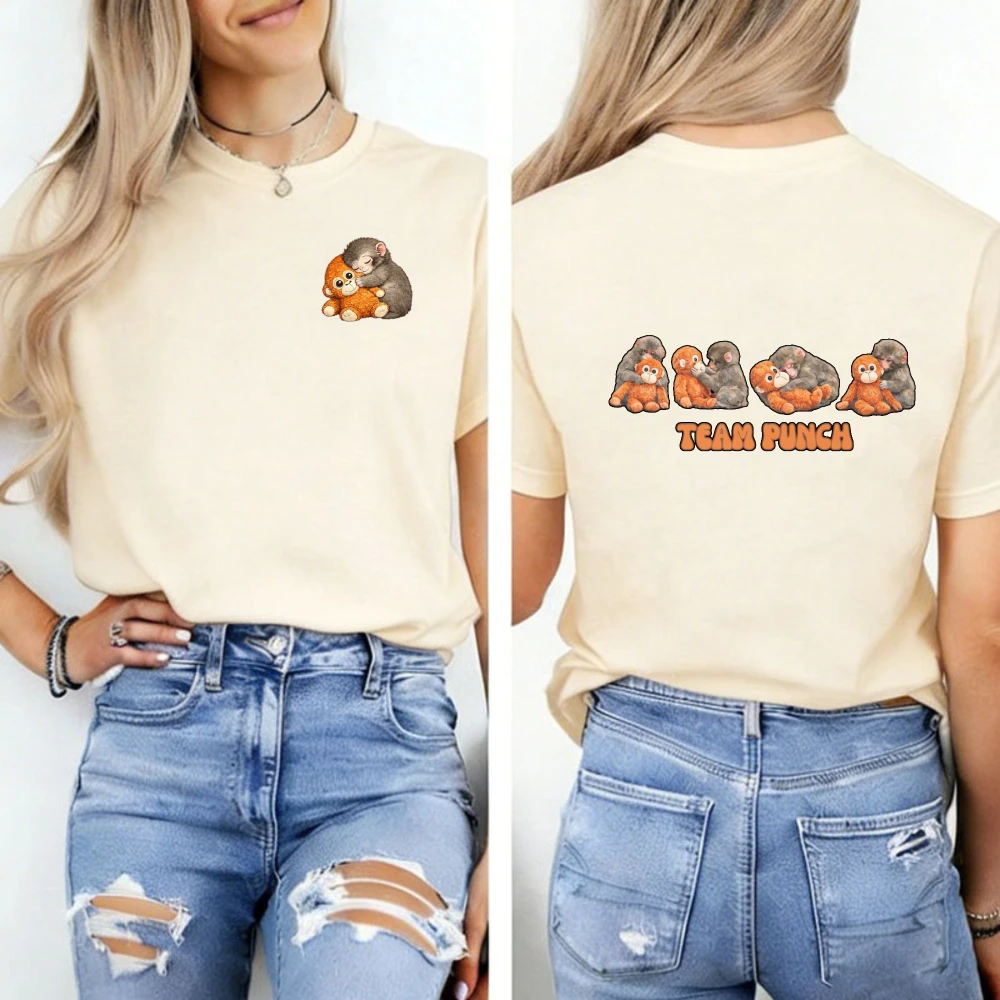 Team Punch Shirt Viral Monkey Meme Tee Save Trending Monkey Design Cute Meme Shirt Monkey Lover Gift Casual Printed T-shirt Tops