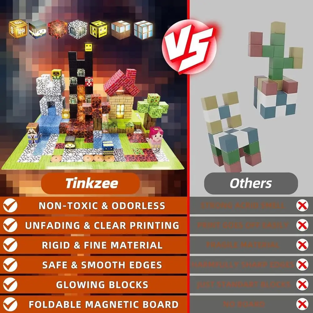 Set di blocchi magnetici STEM: 200 pezzi con 15 luci a LED, pannello pieghevole, regalo ideale per bambini dai 3 anni in su