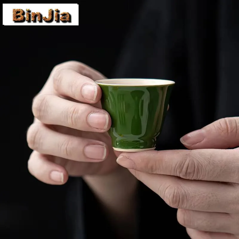 

2 шт./компл., черновато-зеленая чашка ручной работы, домашний набор чайных чашек, винтажная кружка с ароматом, подарки, украшения, принадлежности, 40 мл