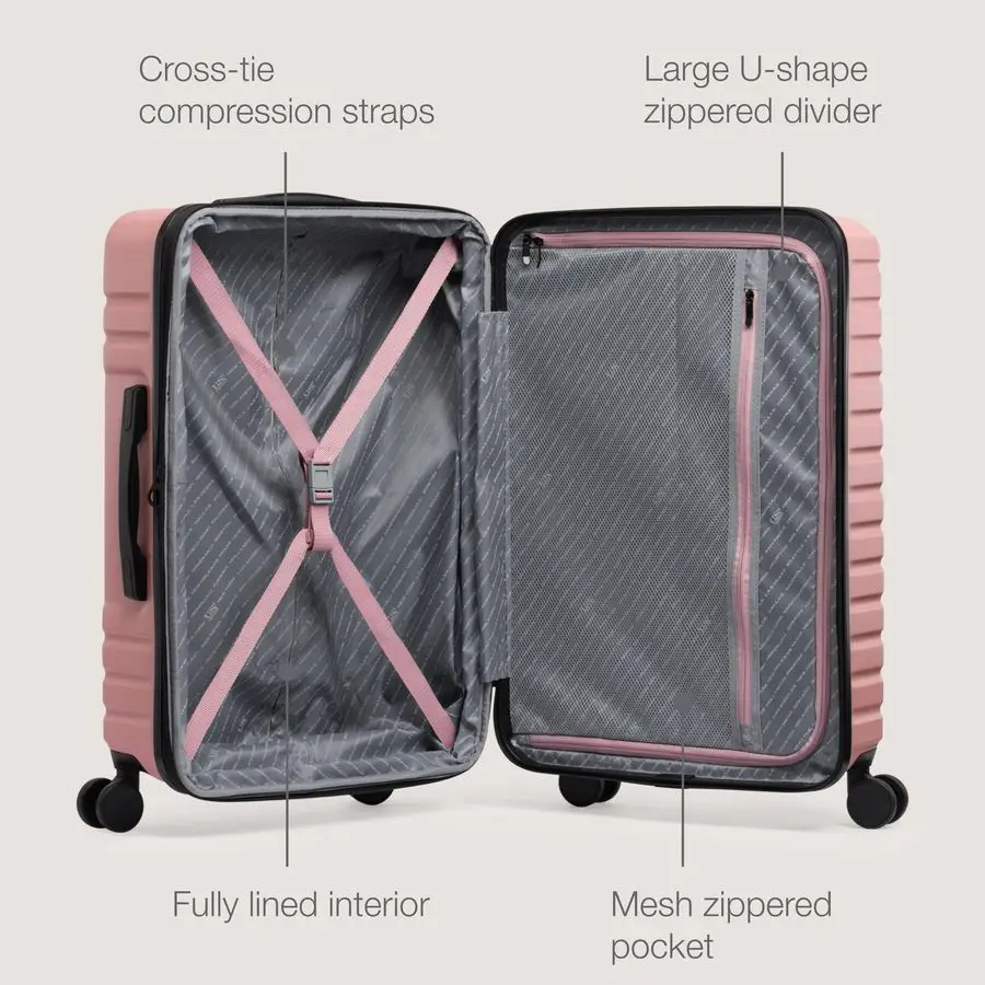 Bagagem Hardside Spinner com alça de alumínio, rosa, Carryon 22 polegadas