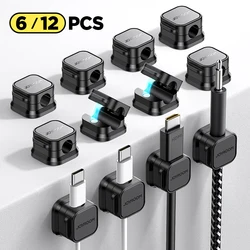 Joyroom 3/6/12PCS Magnetic Cable Organizer Electric Charging Cord Holder Desktop Cord Organizer Adhesive Cable Wire Organizer