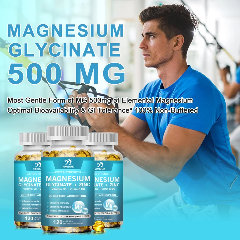 Magnesium Glycinate Capsules, Magnesium Supplement 400mg with Zinc,Vitamin D3 & B6 - Bone, Heart, Joint, Immune Support