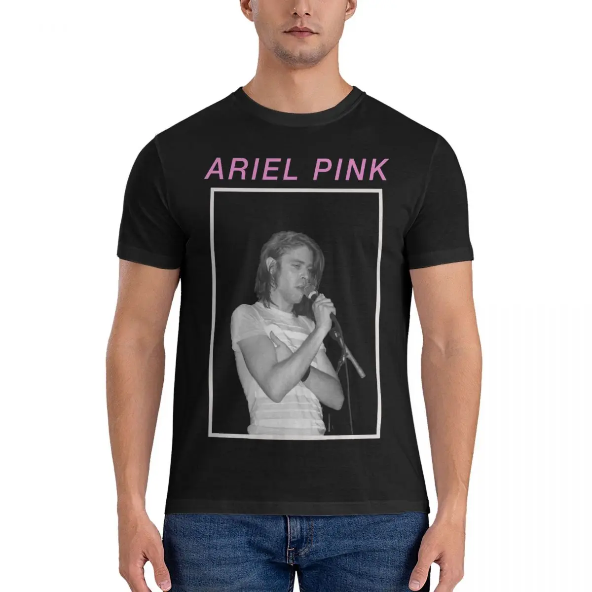 Men's T-Shirt Rocker Singer Vintage Pure Cotton Tees Short Sleeve Ariel Pink T Shirt Round Collar Clothes Graphic Printed