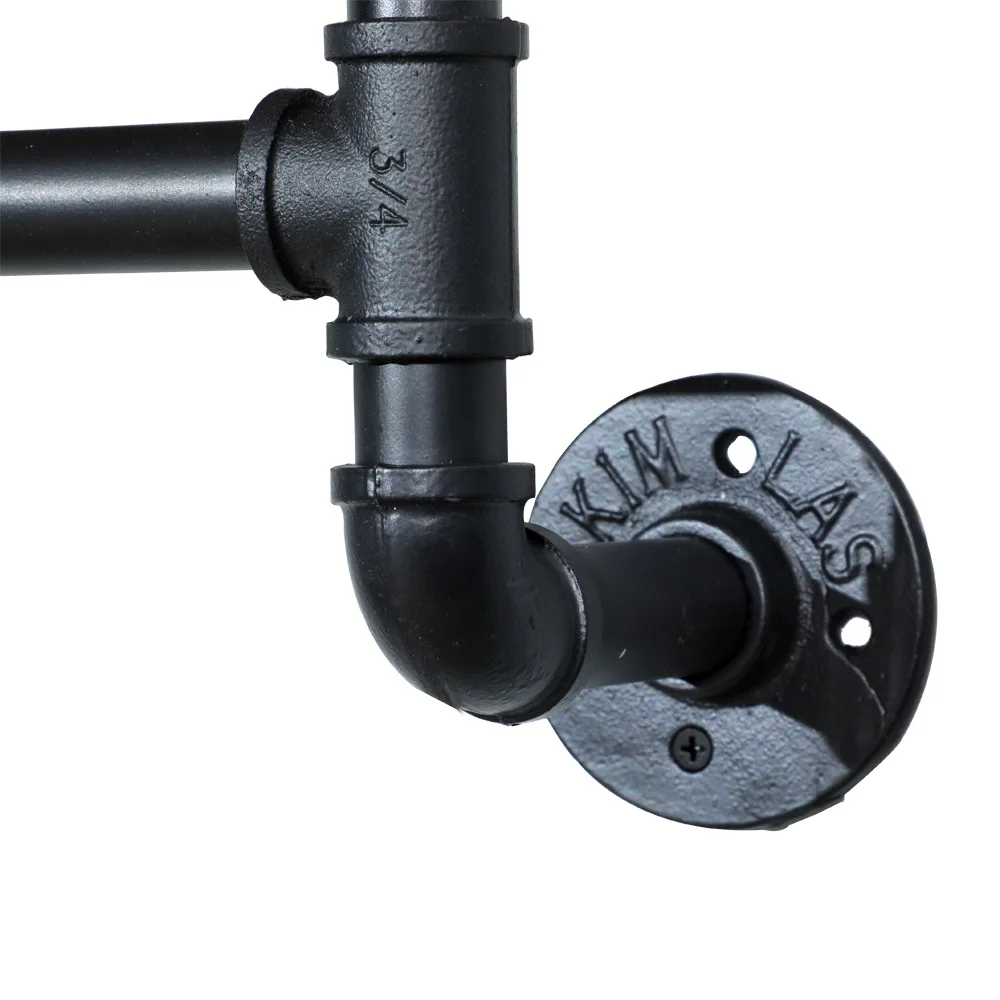 Towel Racks 1 Pipe Shelves 2-Layer Wood Shelf 20x8x29Inch Retro Color[US-Stock]