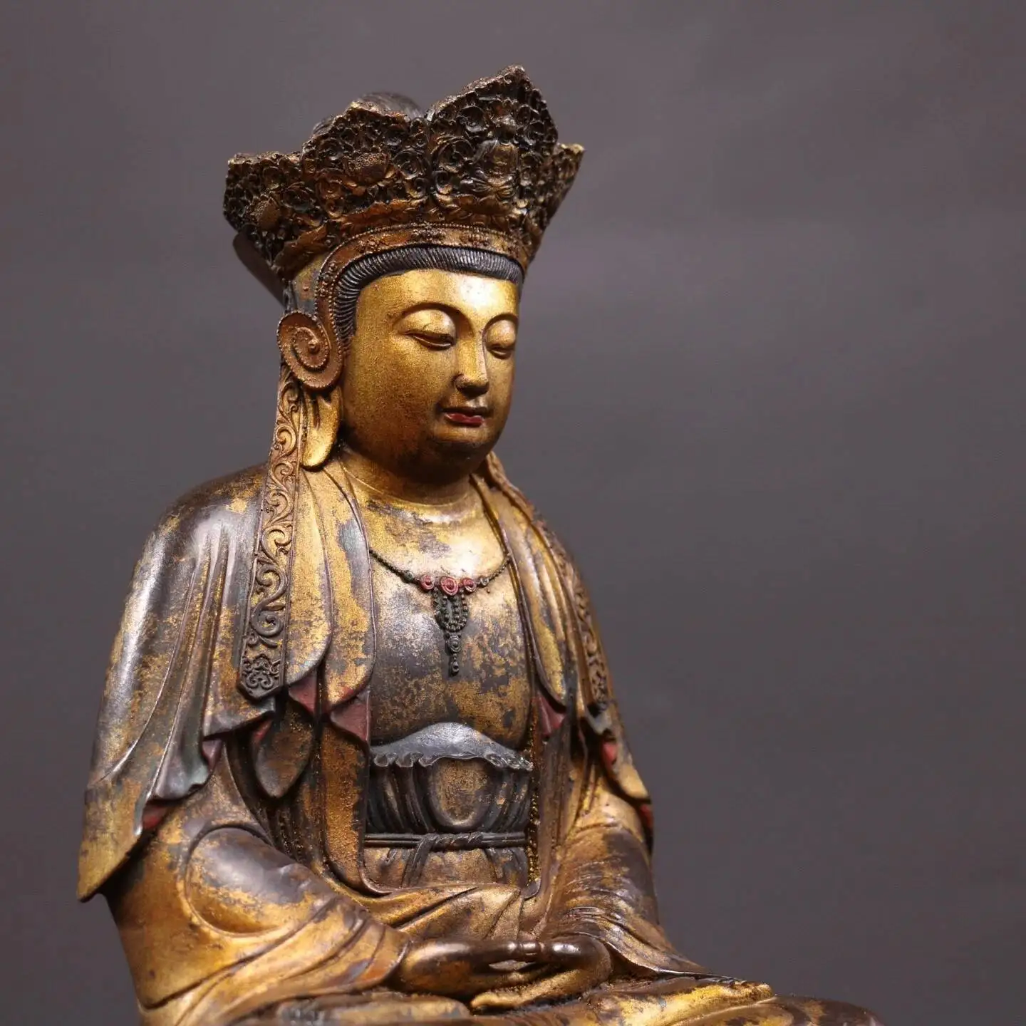 Precious Pure Copper Gold-Plated Buddha Statue, Guanyin Bodhisattva Statue