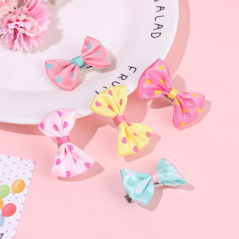 Cute Print Small Dog Hair Clips Cat Butterfly Bows Hairpins Stripe Hair Barrette Pet Puppy Grooming Supplies Hair Accessories