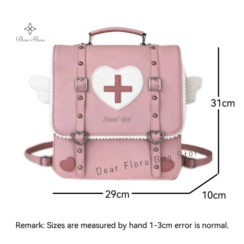 Lolita Wing Heart Cross Backpack Ladies JK Ita Bags Transparen DIY Display Shoulder Bag Students Outdoor Bookbag Travel Knapsack