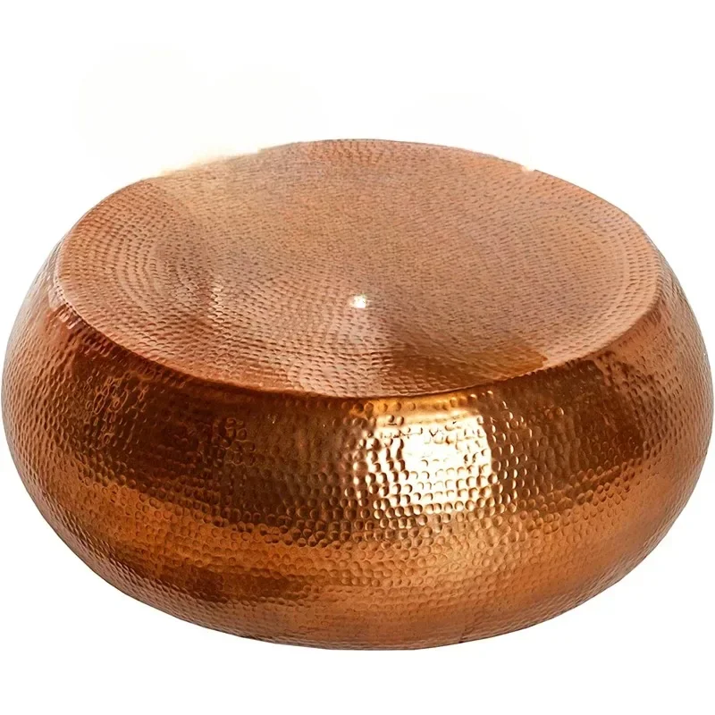 Full Copper Coffee Table,  Hammer Pattern Metal Pure Copper Stool