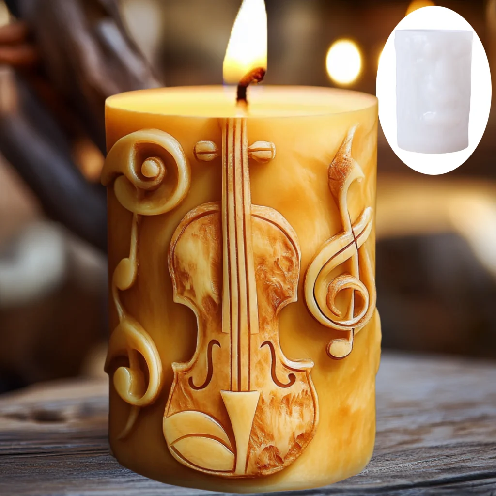 Gitara relief cylindryczna świeca silikonowa forma skrzypce uwaga relief cylindryczna forma instrument muzyczny skrzypce żywica formy gipsowe — zdjęcie 6