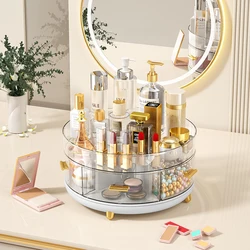 360° Rotation 2-Tiered Cosmetic Spice Holder Dresser Cosmetic Organizer Multi-Functional Tray Storage Box for Kitchen Bathroom